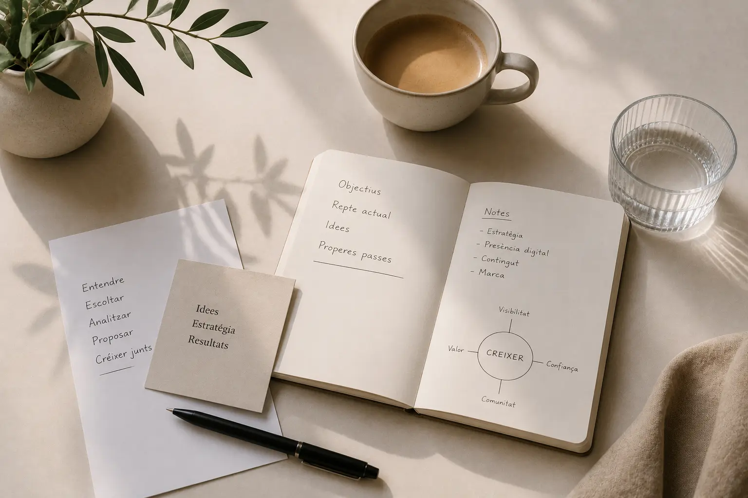 Notes d'estratègia i materials de treball creatiu